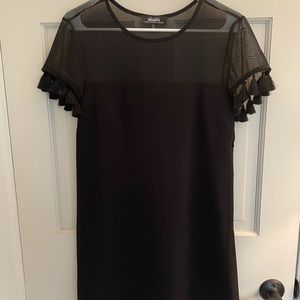 Lulu’s black mini dress with mesh top. Size Small